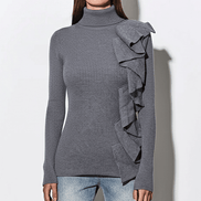 Maletă gri cu volane pe lateral - OK Lux. All rights reserved. - Sweater - GRAY - 