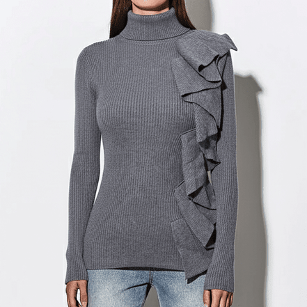 Maletă gri cu volane pe lateral - OK Lux. All rights reserved. - Sweater - GRAY - 