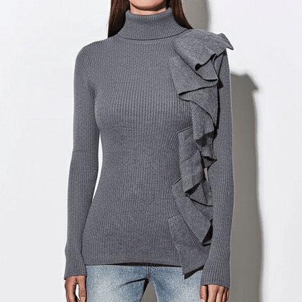 Maletă gri cu volane pe lateral - OK Lux. All rights reserved. - Sweater - GRAY - 