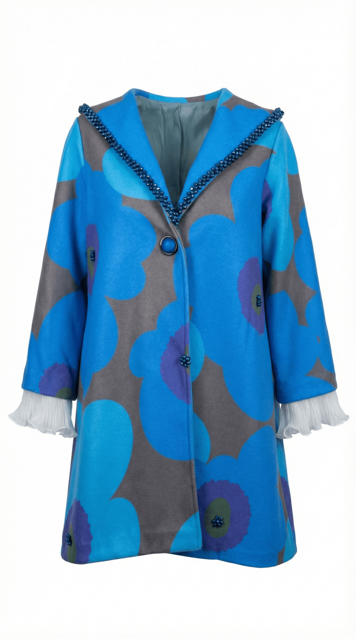 Palton cu imprimeu floral, decorat manual cu cristale si dantela - OK Lux. All rights reserved. - Jackets - 