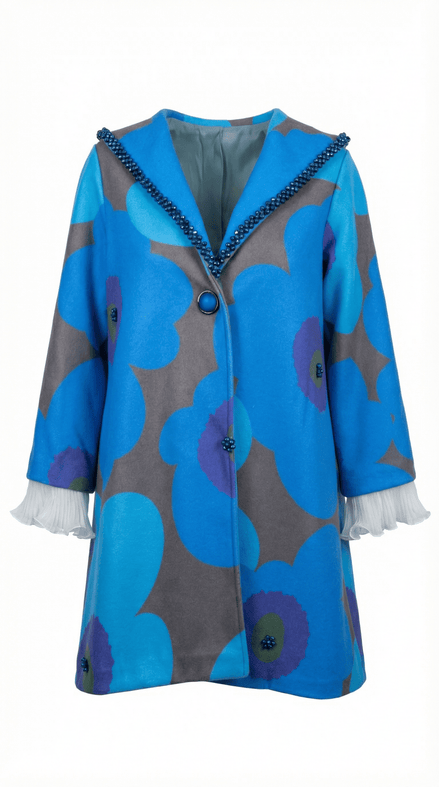 Palton cu imprimeu floral, decorat manual cu cristale si dantela - OK Lux. All rights reserved. - Jackets - 