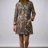 Palton elegant cu imprimeu artistic multicolor si croiala dreapta - OK Lux. All rights reserved. - Jackets - 