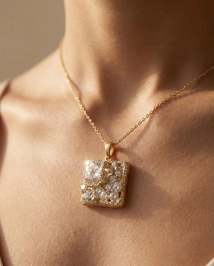Pandantiv Handmade cu Zirconii și Glitter – Unicat - OK Lux. All rights reserved. - Necklaces - 