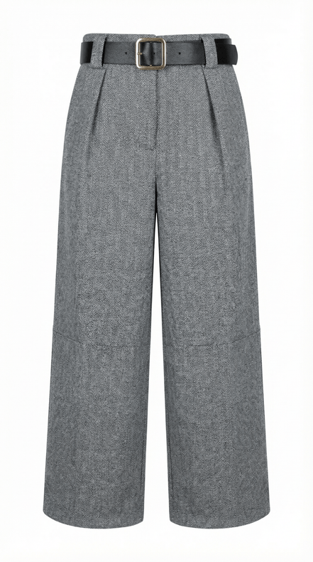 Pantaloni eleganti gri cu croiala larga si talie inalta - OK Lux. All rights reserved. - Pants - 