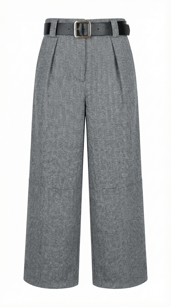 Pantaloni eleganti gri cu croiala larga si talie inalta - OK Lux. All rights reserved. - Pants - 