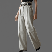 Pantaloni eleganti gri deschis cu croiala larga si talie inalta - OK Lux. All rights reserved. - Trousers - 