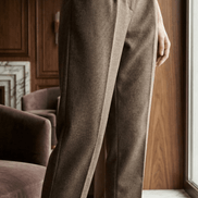 Pantaloni eleganti maro cald cu croiala dreapta si talie inalta - OK Lux. All rights reserved. - Trousers - 