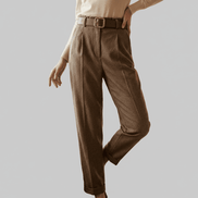 Pantaloni eleganti maro cald cu croiala dreapta si talie inalta - OK Lux. All rights reserved. - Trousers - 