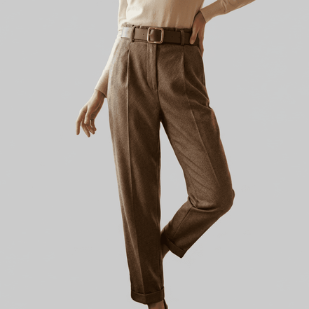 Pantaloni eleganti maro cald cu croiala dreapta si talie inalta - OK Lux. All rights reserved. - Trousers - 