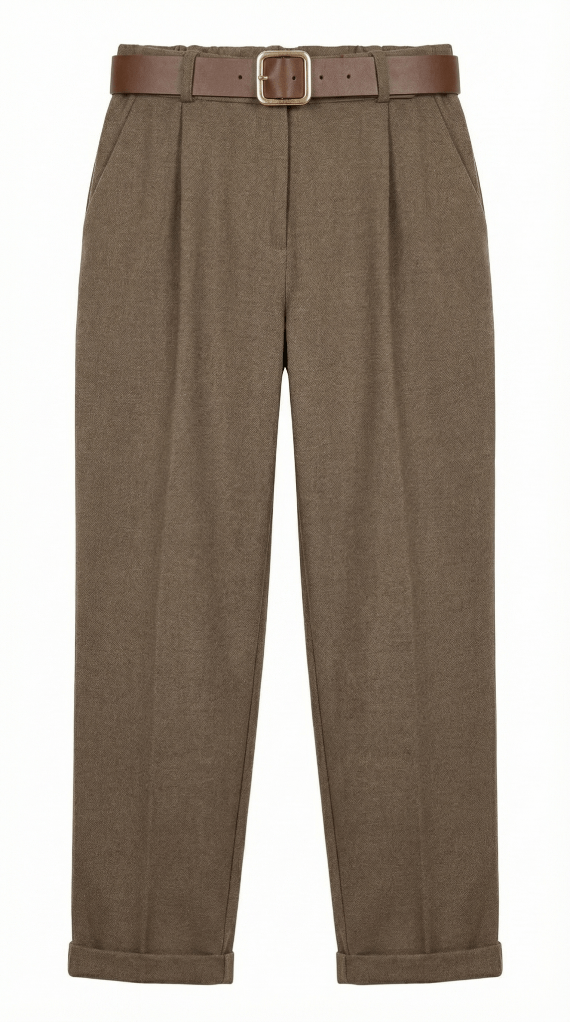 Pantaloni eleganti maro cald cu croiala dreapta si talie inalta - OK Lux. All rights reserved. - Trousers - 