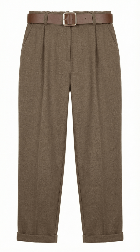 Pantaloni eleganti maro cald cu croiala dreapta si talie inalta - OK Lux. All rights reserved. - Trousers - 