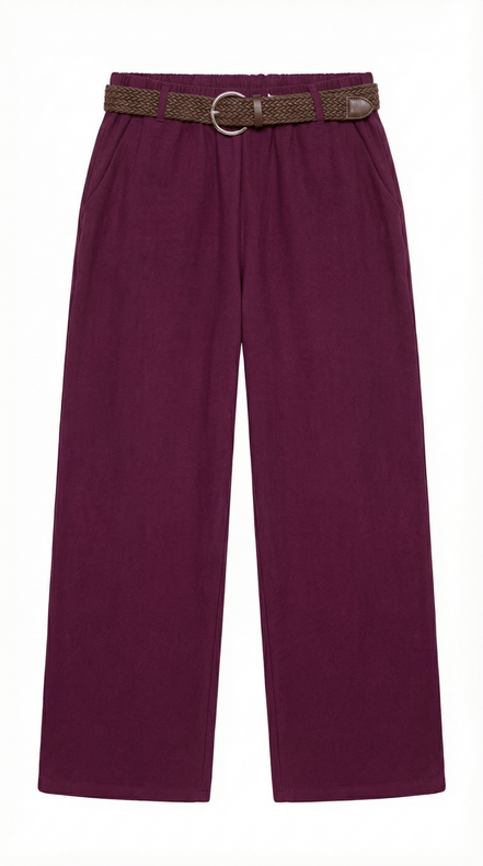 Pantaloni eleganti mov intens cu croiala larga si talie inalta - OK Lux. All rights reserved. - Trousers - 