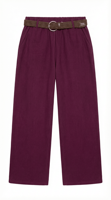 Pantaloni eleganti mov intens cu croiala larga si talie inalta - OK Lux. All rights reserved. - Trousers - 