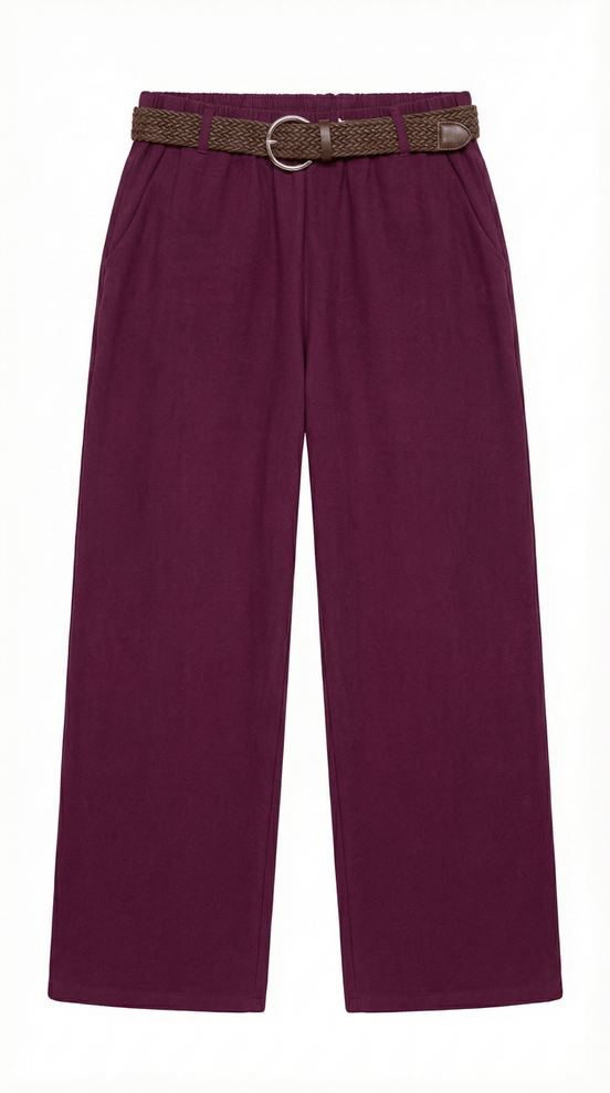 Pantaloni eleganti mov intens cu croiala larga si talie inalta - OK Lux. All rights reserved. - Trousers - 