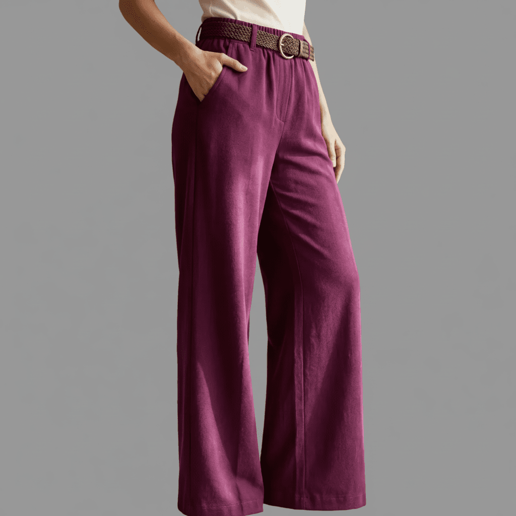 Pantaloni eleganti mov intens cu croiala larga si talie inalta - OK Lux. All rights reserved. - Trousers - 