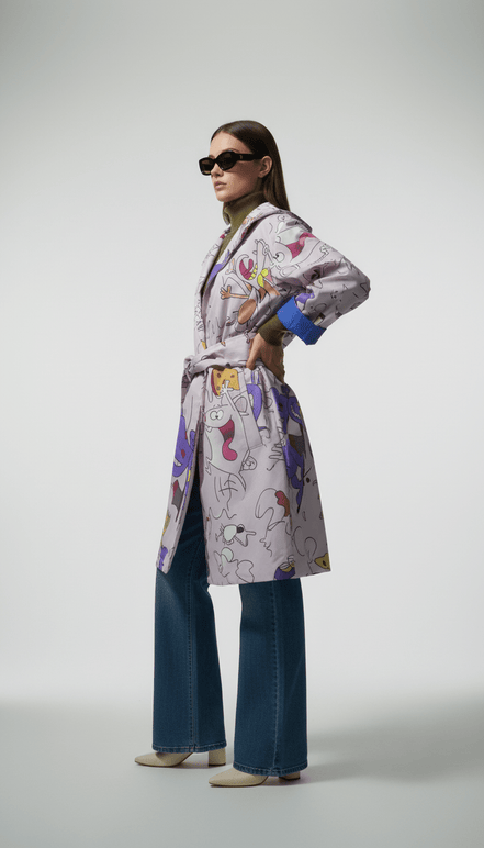 Pardesiu Disney impermeabil cu cordon - OK Lux. All rights reserved. - Cardigans - WHITE - 