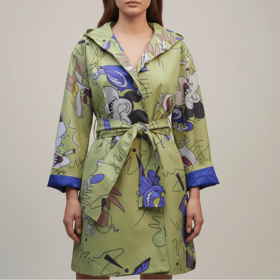 Pardesiu Disney Impermeabil verde in forma de A - OK Lux. All rights reserved. - Cardigans - GREEN - 