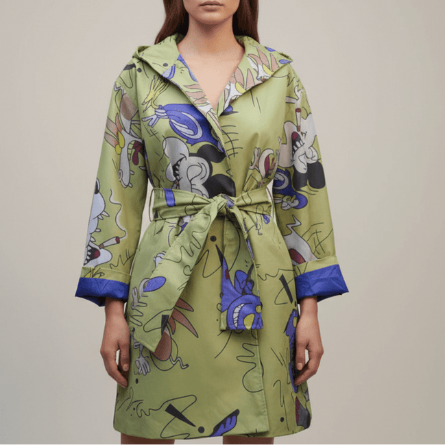 Pardesiu Disney Impermeabil verde in forma de A - OK Lux. All rights reserved. - Cardigans - GREEN - 