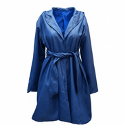 Pardesiu eco piele albastru cu glugă - OK Lux. All rights reserved. - Cardigans - BLUE - 