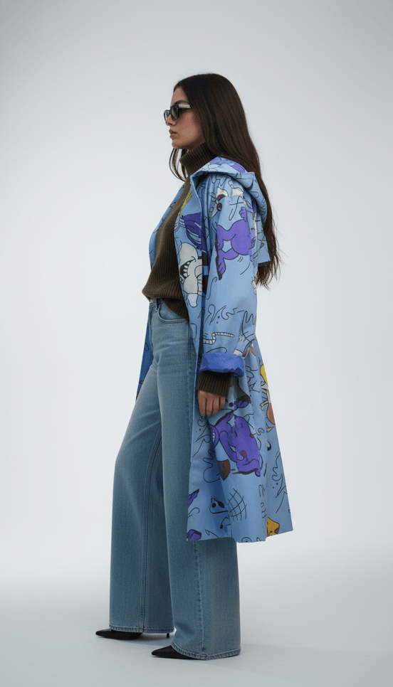 Pardesiu impermeabil mov cu cordon - OK Lux. All rights reserved. - Cardigans - PURPLE - 