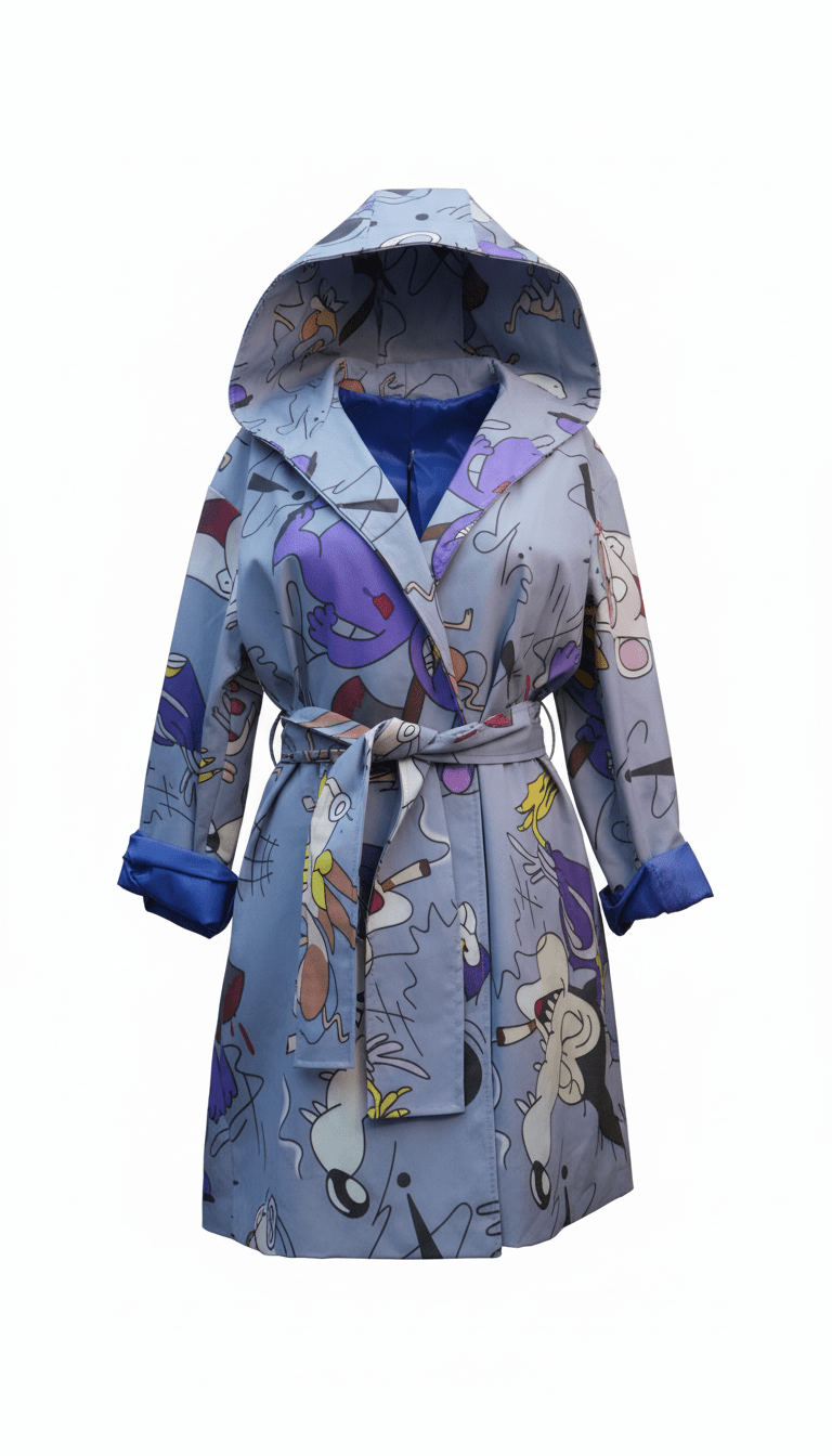 Pardesiu impermeabil mov cu cordon - OK Lux. All rights reserved. - Cardigans - PURPLE - 