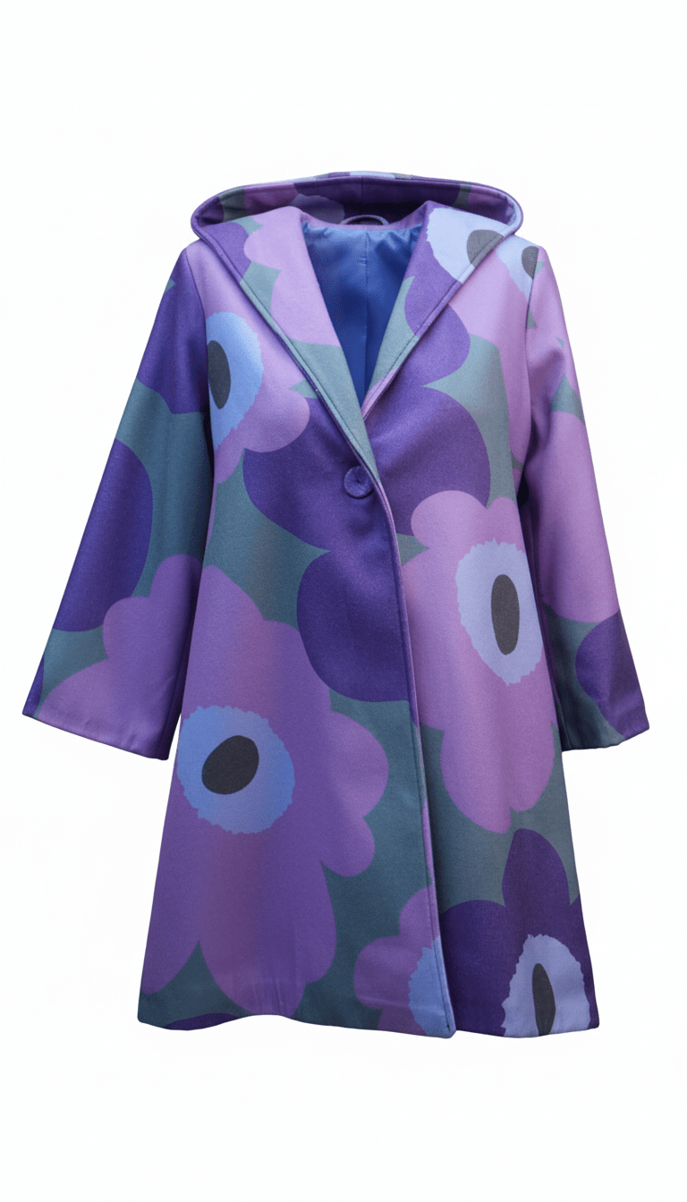 Pardesiu mov fluid cu imprimeu floral - OK Lux. All rights reserved. - Cardigans - 