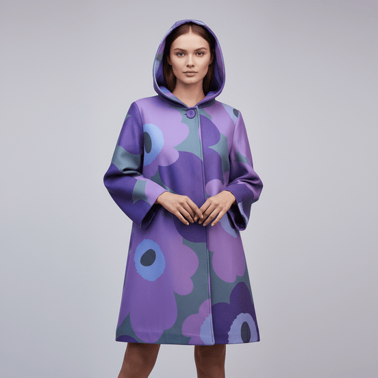 Pardesiu mov fluid cu imprimeu floral - OK Lux. All rights reserved. - Cardigans - 