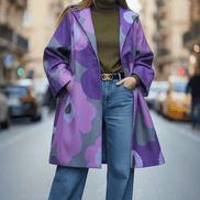 Pardesiu mov fluid cu imprimeu floral - OK Lux. All rights reserved. - Cardigans - 