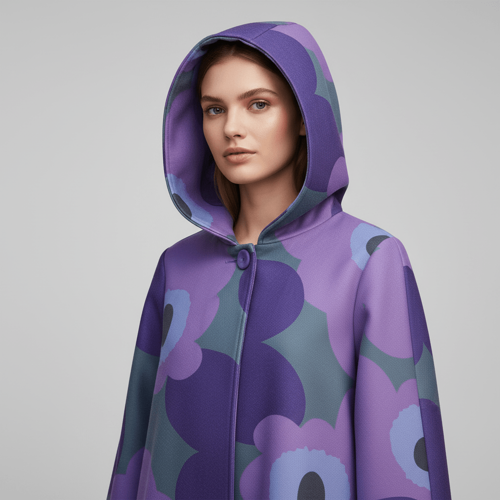 Pardesiu mov fluid cu imprimeu floral - OK Lux. All rights reserved. - Cardigans - 