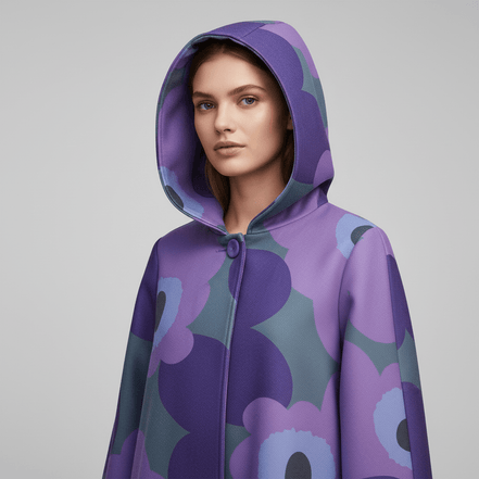 Pardesiu mov fluid cu imprimeu floral - OK Lux. All rights reserved. - Cardigans - 