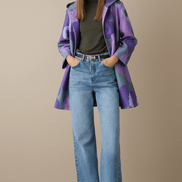 Pardesiu mov fluid cu imprimeu floral - OK Lux. All rights reserved. - Cardigans - 