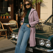 Pardesiu roz pudră cu cordon - OK Lux. All rights reserved. - Cardigans - POWDER PINK - 