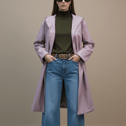 Pardesiu roz pudră cu cordon - OK Lux. All rights reserved. - Cardigans - POWDER PINK - 