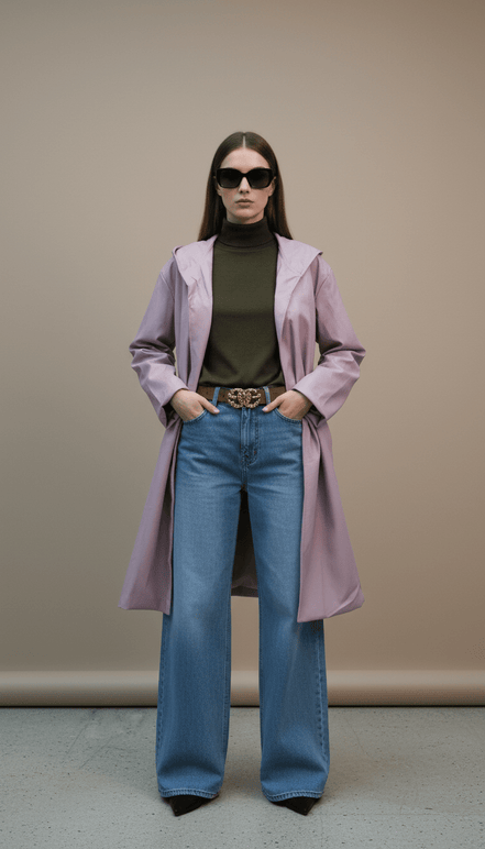 Pardesiu roz pudră cu cordon - OK Lux. All rights reserved. - Cardigans - POWDER PINK - 