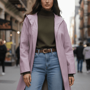 Pardesiu roz pudră cu cordon - OK Lux. All rights reserved. - Cardigans - POWDER PINK - 