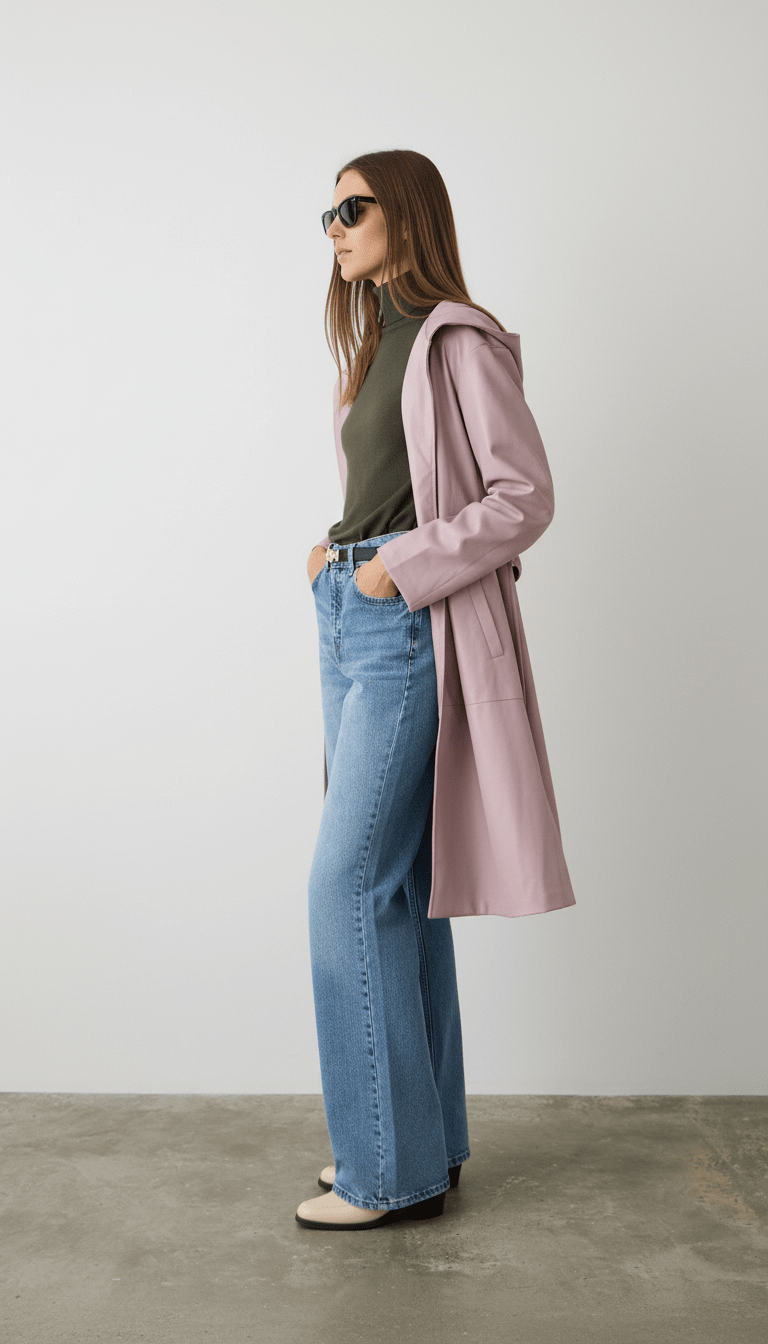 Pardesiu roz pudră cu cordon - OK Lux. All rights reserved. - Cardigans - POWDER PINK - 