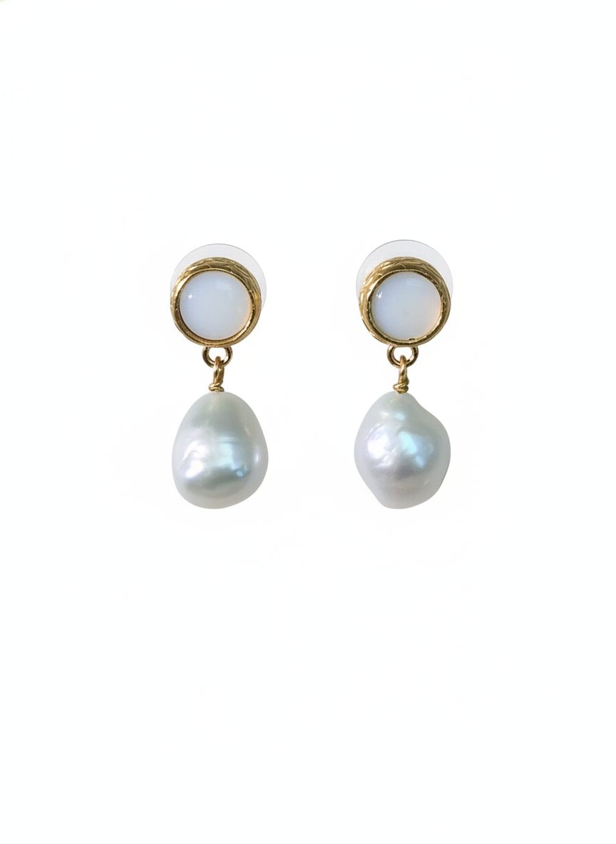 Cercei Pearl Charm – Aur 24K