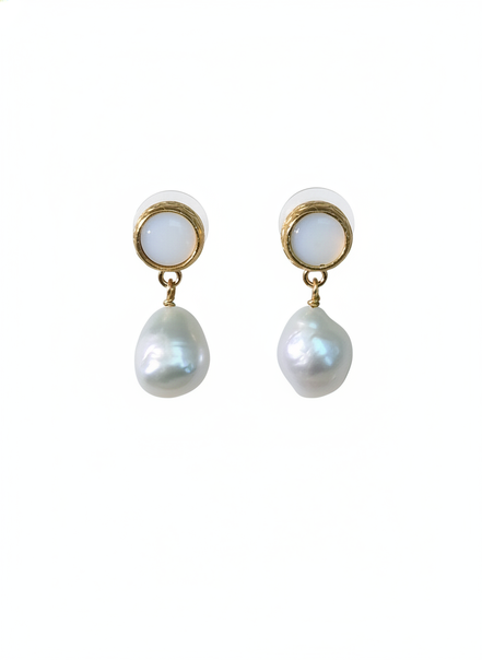 Cercei Pearl Charm – Aur 24K