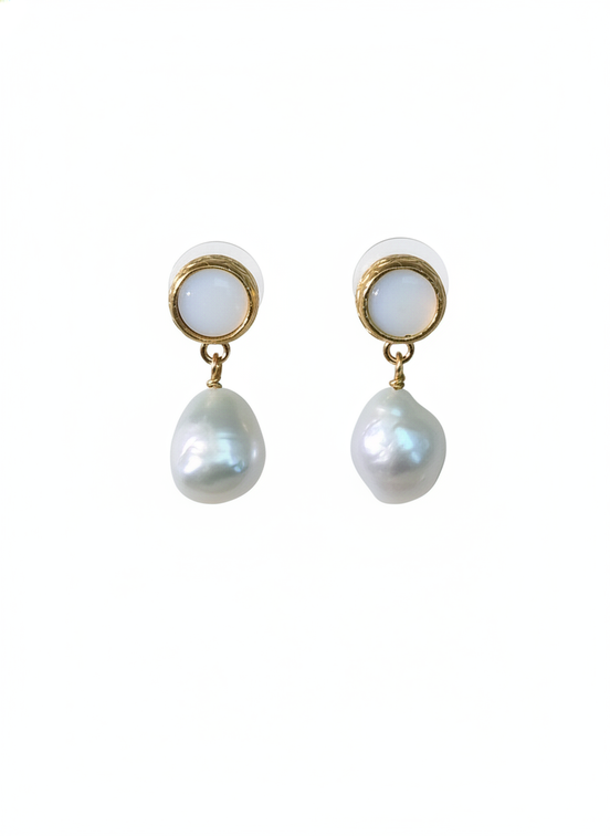 Cercei Pearl Charm – Aur 24K