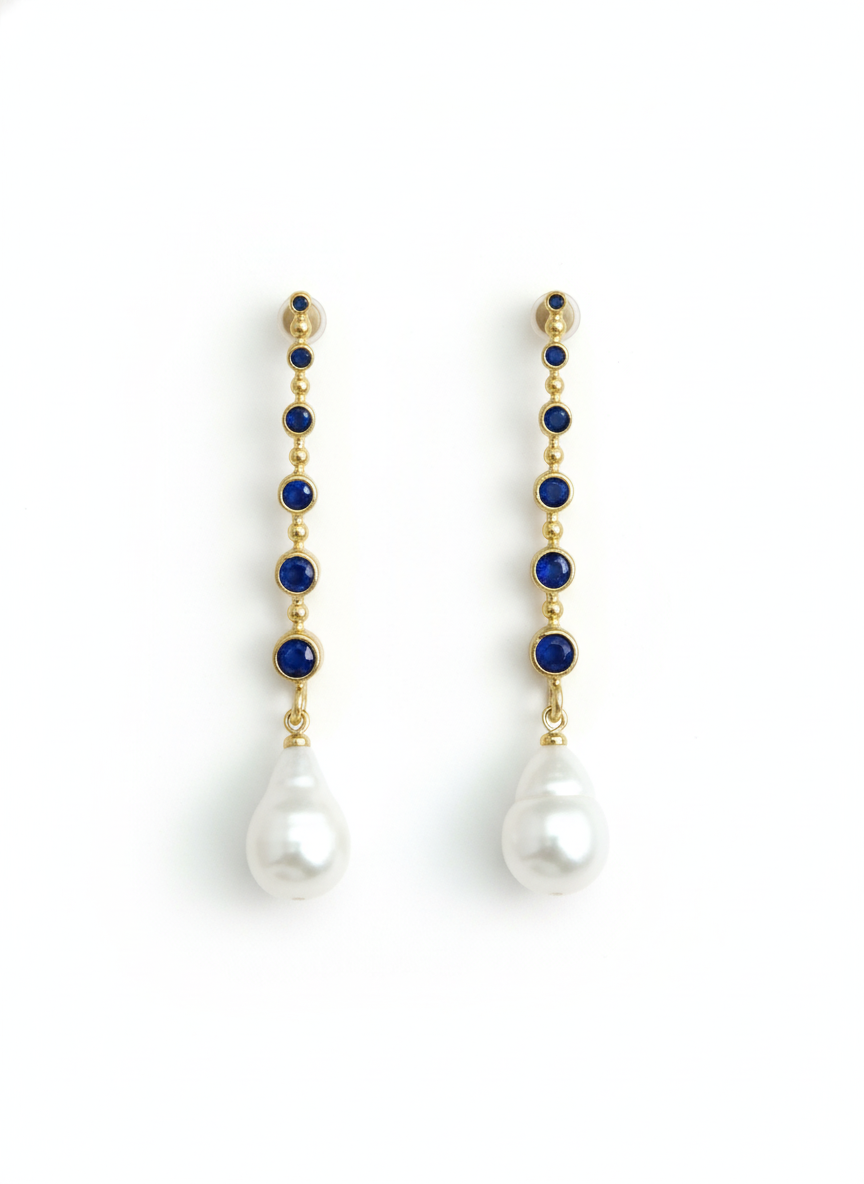 Cercei Pearl Sapphire – Aur 24K