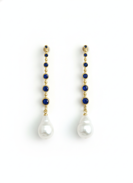 Cercei Pearl Sapphire – Aur 24K