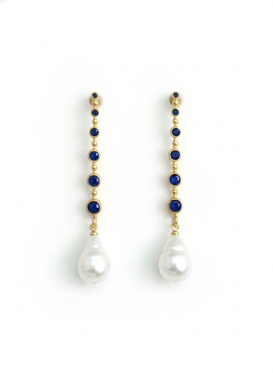 Cercei Pearl Sapphire – Aur 24K
