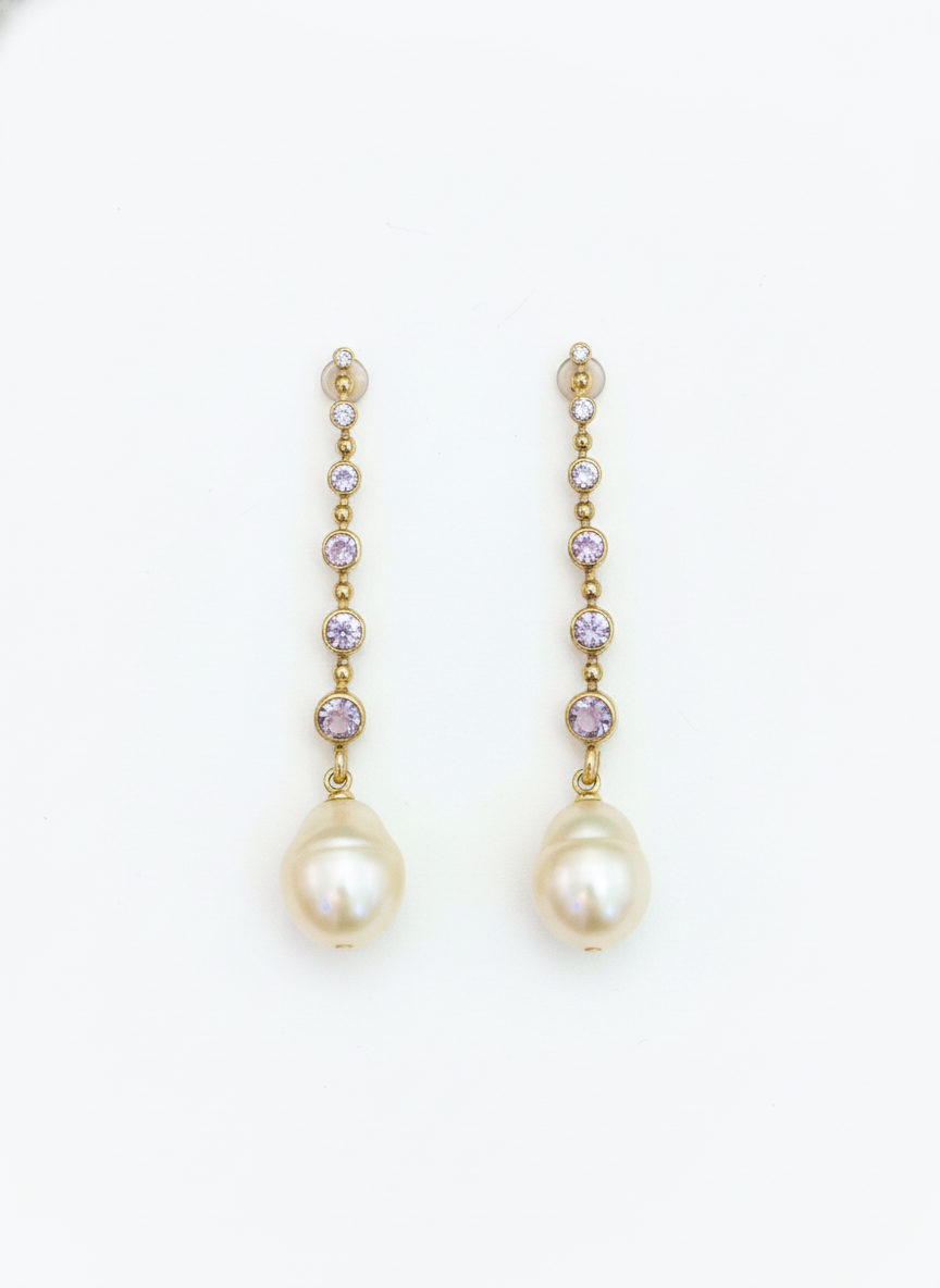 Cercei Pearl Rose – Aur 24K