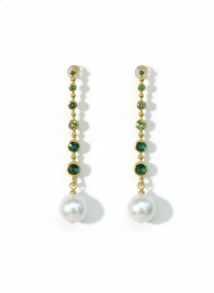 Cercei Pearl Emerald – Aur 24K