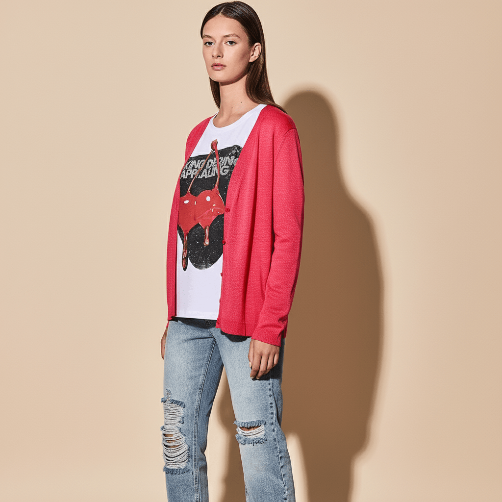 Pulover cu Nasturi și Fir Lurex Ton pe Ton - OK Lux. All rights reserved. - Blouses - 