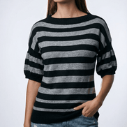 Pulover in dungi alb - negru din vascoza - OK Lux. All rights reserved. - Blouses - 