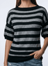 Pulover in dungi alb - negru din vascoza - OK Lux. All rights reserved. - Blouses - 