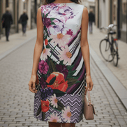 Rochie Clasică Fără Mâneci cu Imprimeu Floral - OK Lux. All rights reserved. - Dresses - 