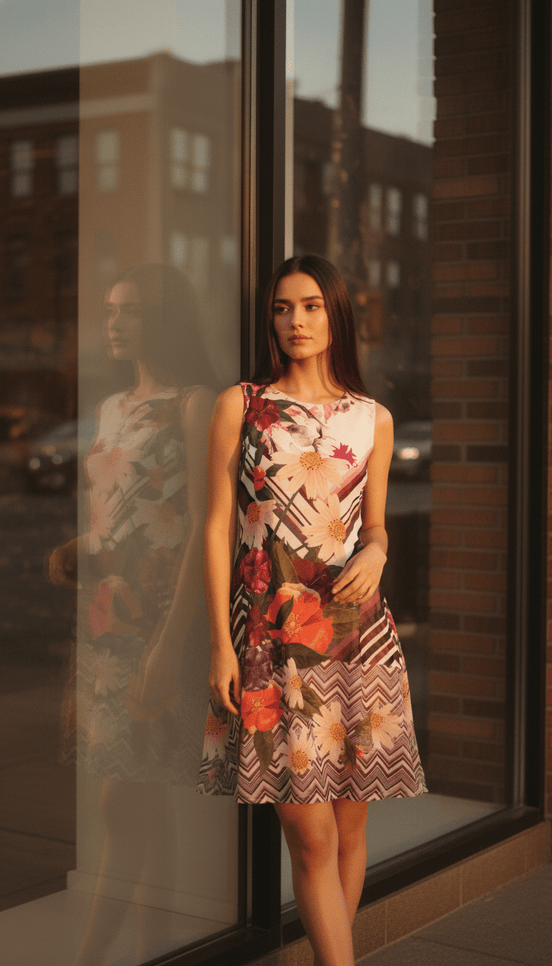 Rochie Clasică Fără Mâneci cu Imprimeu Floral - OK Lux. All rights reserved. - Dresses - 