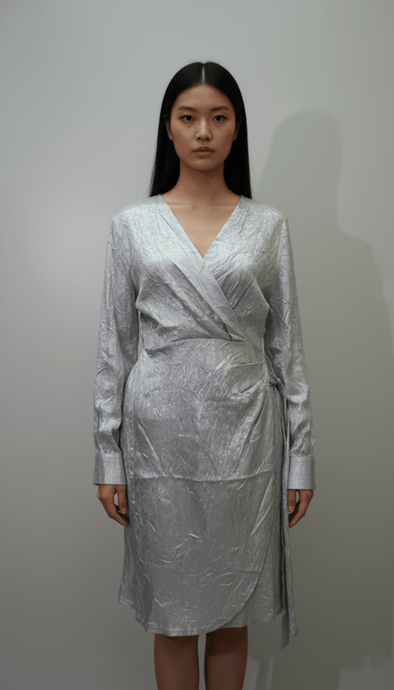 Rochie cu Decolteu Petrecut și Cordon în Talie - OK Lux. All rights reserved. - Dresses - 